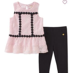 NWT Kate Spade size 6. Sonata Pink. Toddler floral mesh top and black leggings.